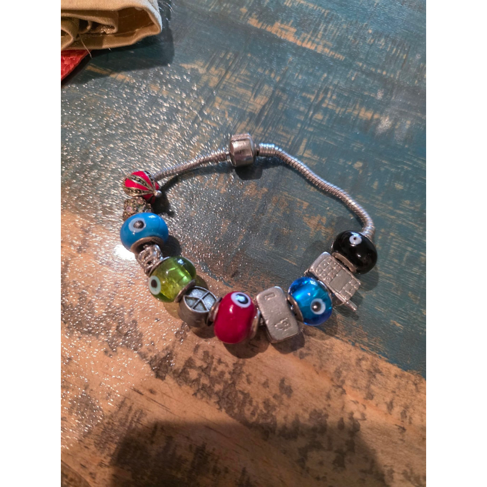 Silver Color Evil Eye Charm Bracelet